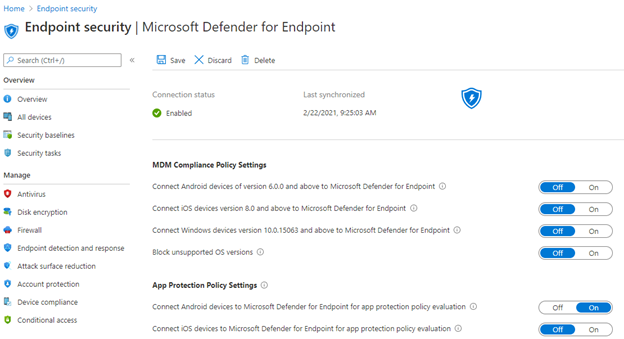 Screenshot of the App protection policies preview in Microsoft Endpoint Manager