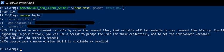 Using Service Principal with AzCopy Azure CLI
