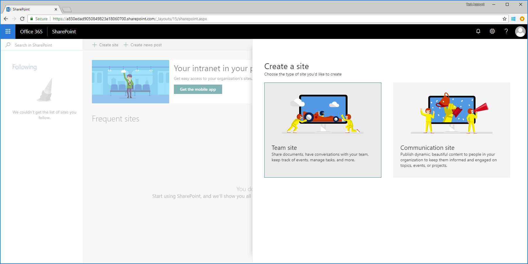 Updates to SharePoint self-service site creation