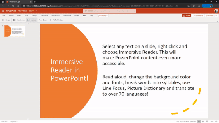 Immersive Reader in PPT.gif