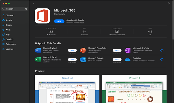 Microsoft 365 app suite in the macOS App Store.