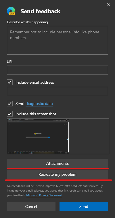 New feedback tool design in Edge | Microsoft Community Hub