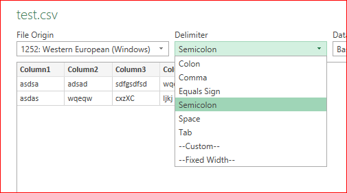 CSV not parsed into columns despite Get Data delimiter set | Microsoft ...