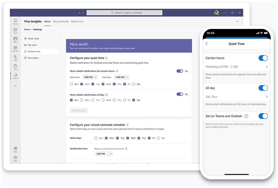 Introducing quiet time settings to silence after-hours mobile notifications from Teams and Outlook.png