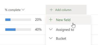 an image of the Add column menu open. The New Field menu item is highlighted.