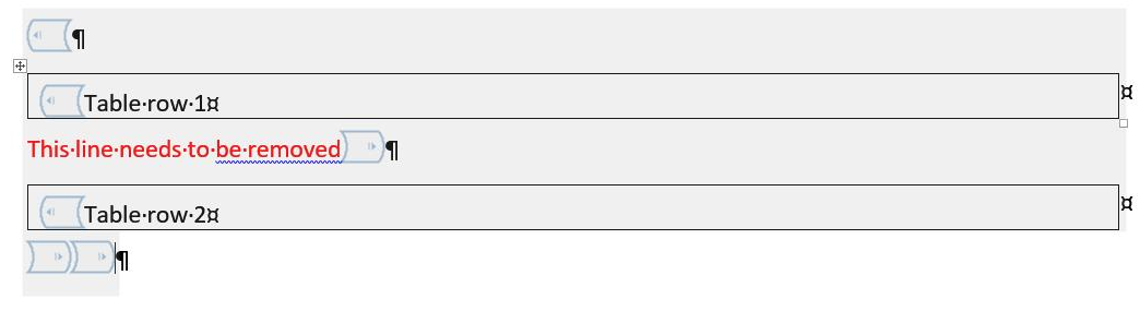 Automatically inserted a line break when trying to join table sections ...
