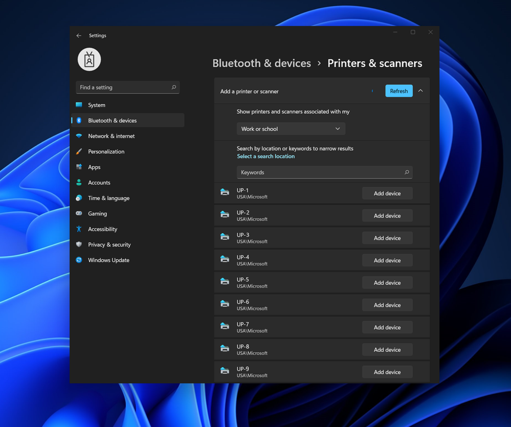 Screenshot of the Windows 11 Settings app showing how you add a printer
