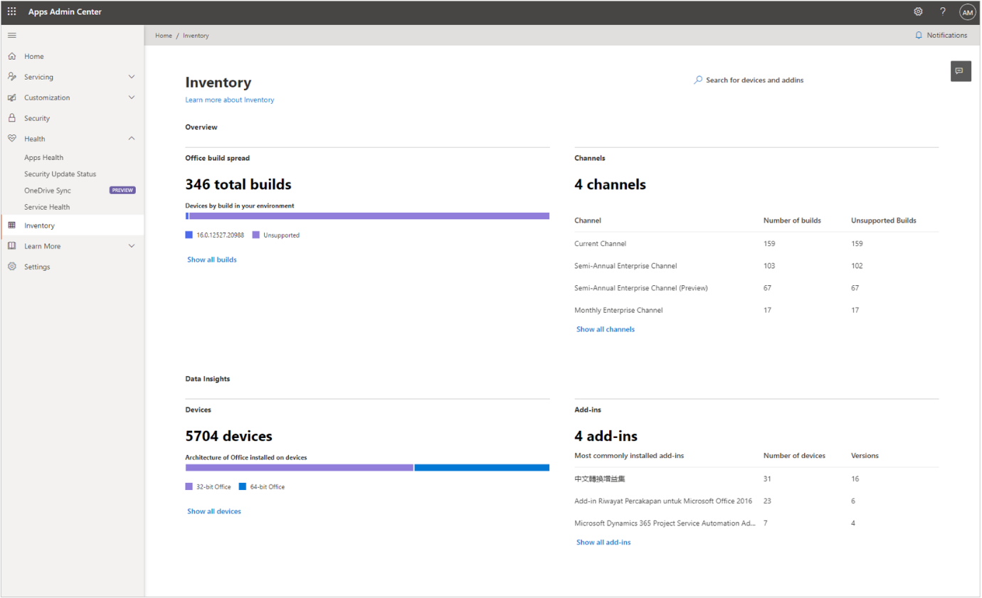Inventory on Microsoft 365 Apps admin center goes GA! | Microsoft ...