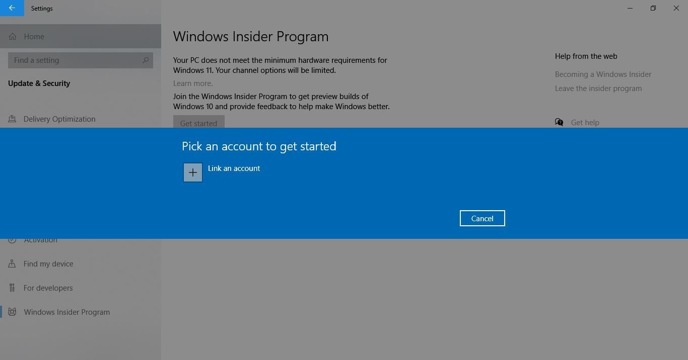 Not able join windows insider program | Microsoft Community Hub