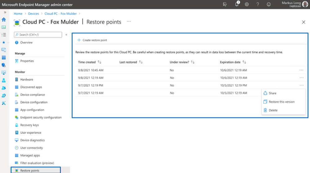 Restore points