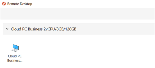 Screenshot of the Remote Desktop listings for Cloud PCs