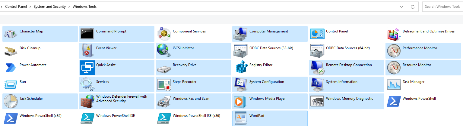 The icons of these Windows Tools have still not yet been updated ...