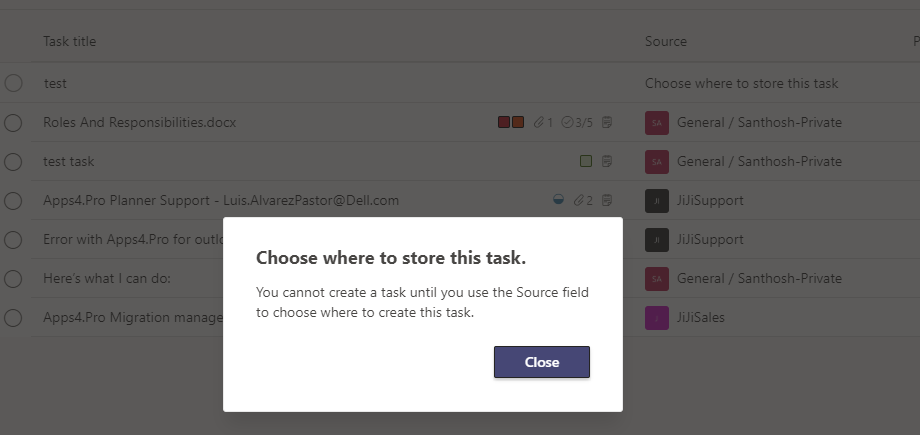 Can't create a Task unrelated to a specific Team / Project | Microsoft ...