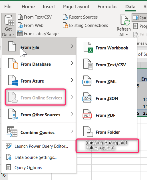 power query - no sharepoint folder option as data source | Microsoft ...