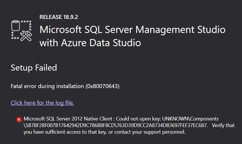 SQL Server Management Studio Installation Error | Microsoft Community Hub