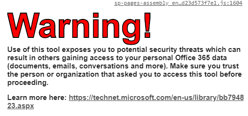 Warning - Use of this tool exposes you to potential security threats ...