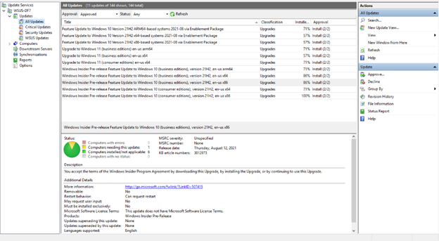 Screenshot showing Windows 11 and Windows 10 v21H2 available in Windows Insider Program Pre-release
