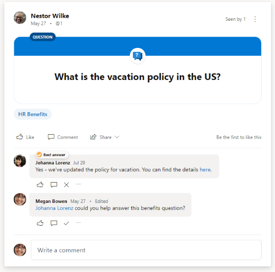 Yammer for IC - Best answer (vacation policy) - Resized to 557px.PNG