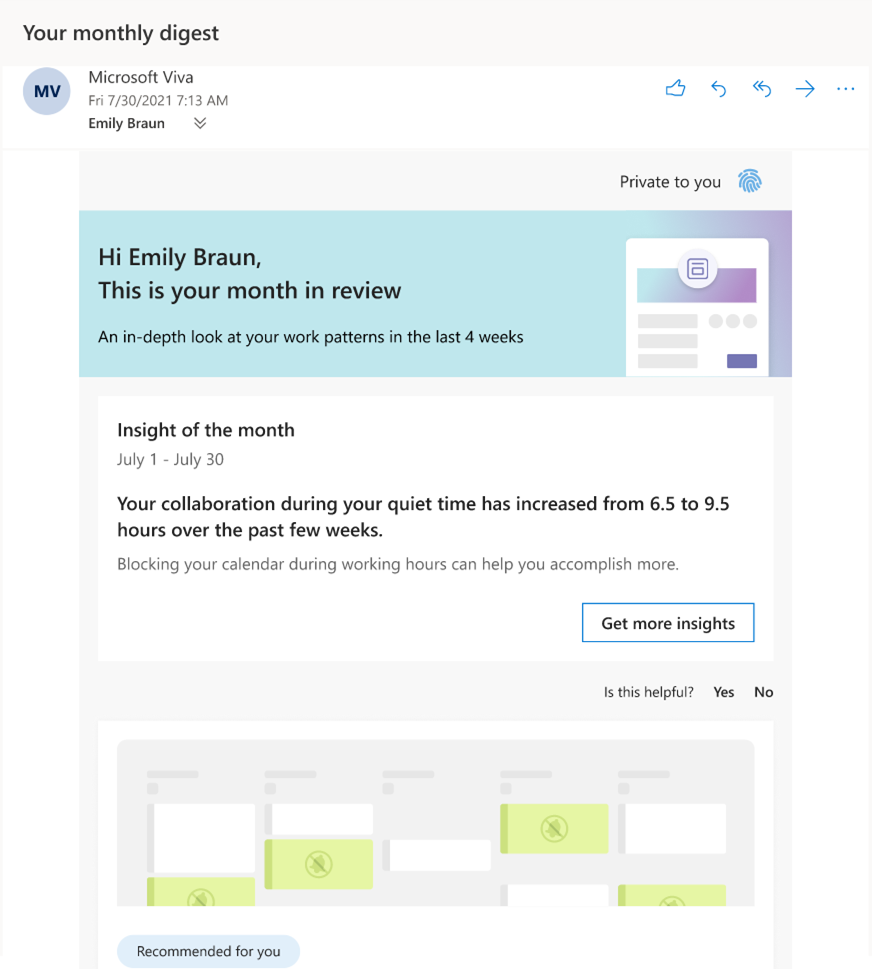 Digest email now comes from Microsoft Viva with a new subject - your monthly digest - to complement your daily briefing.png