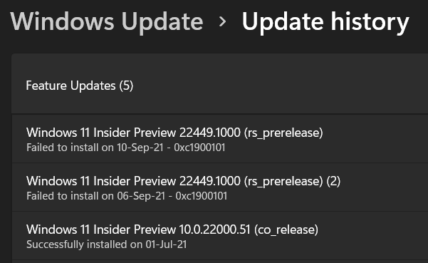 Failed to update — Windows 11 Insider Preview 22449.1000 (rs_prerelease ...
