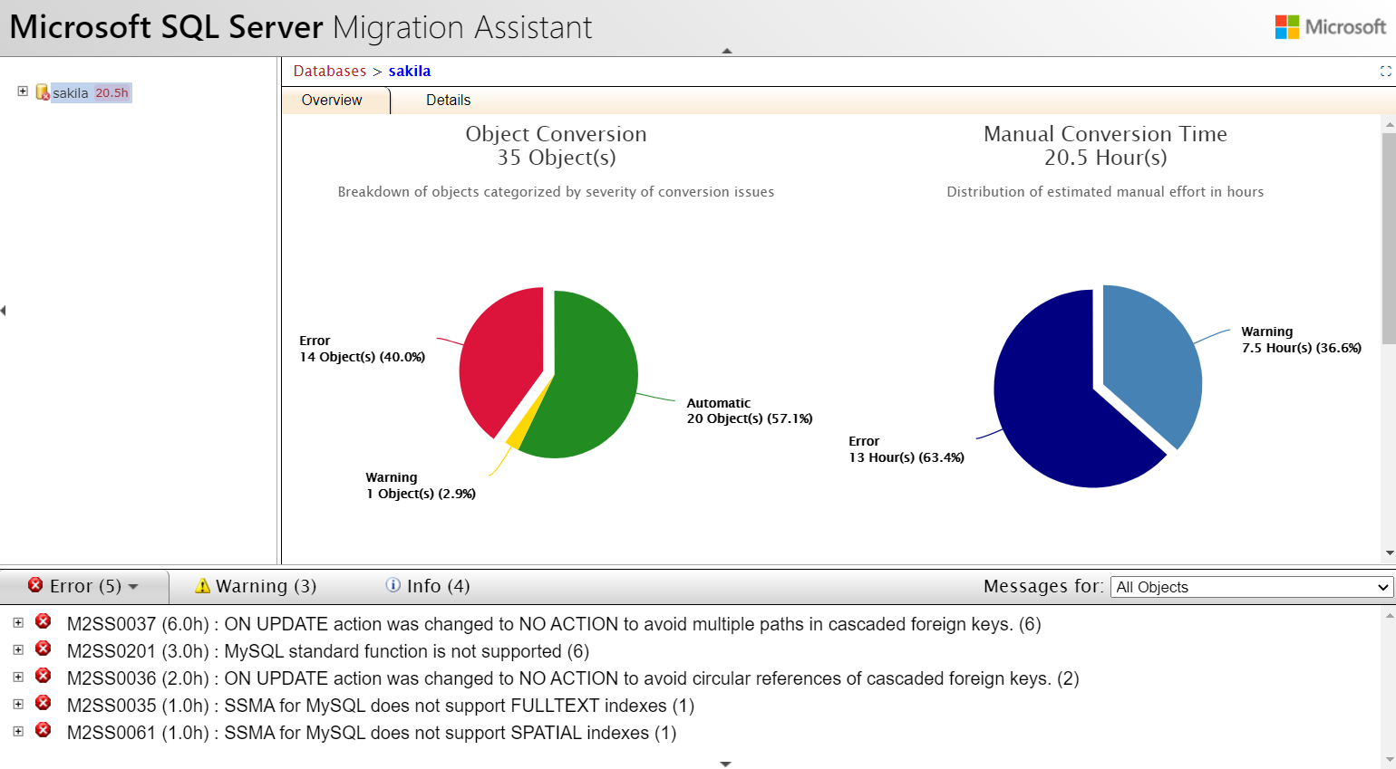 SQL Server Migration Assistant Reports