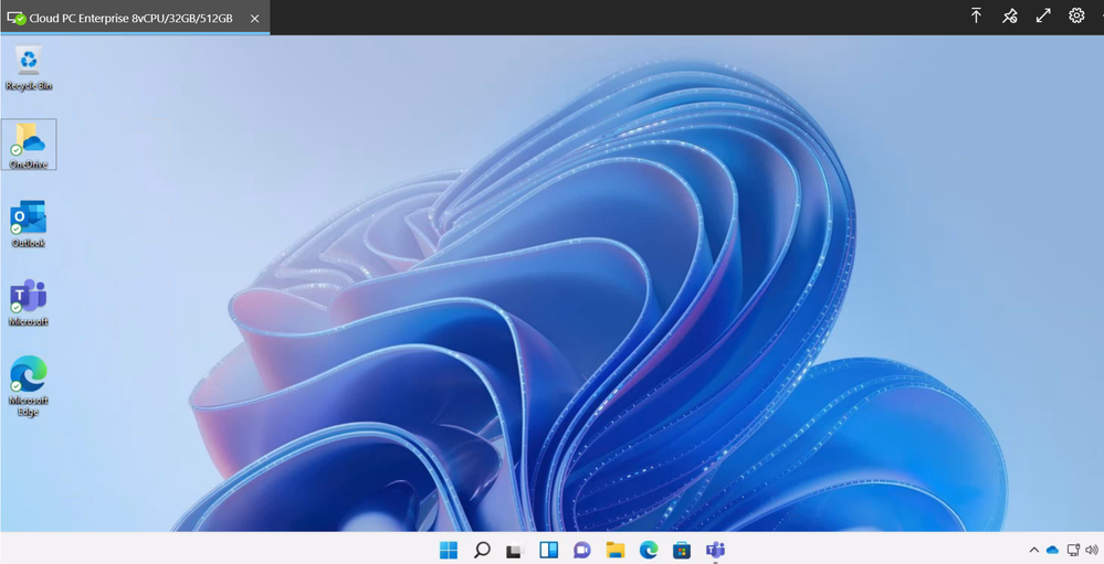 Screenshot of the Windows 11 desktop on a Windows 365 Cloud PC