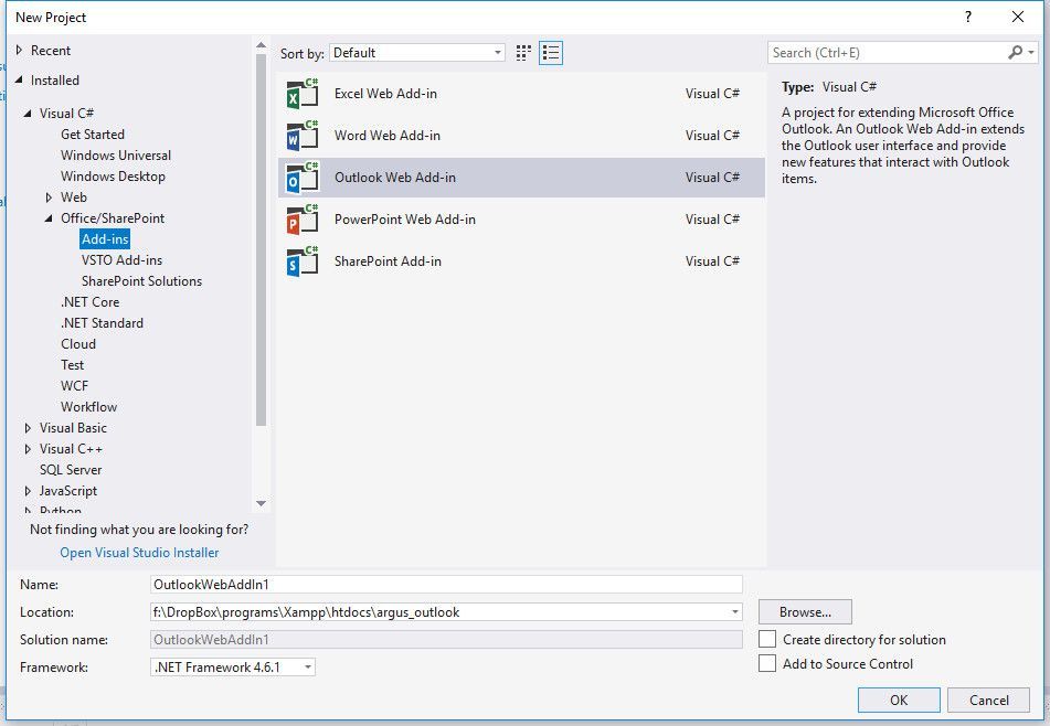 my VS new project options.jpg