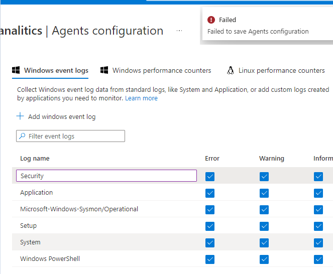 Adding Windows Srecurity Logs into Azure sentinel | Microsoft Community Hub