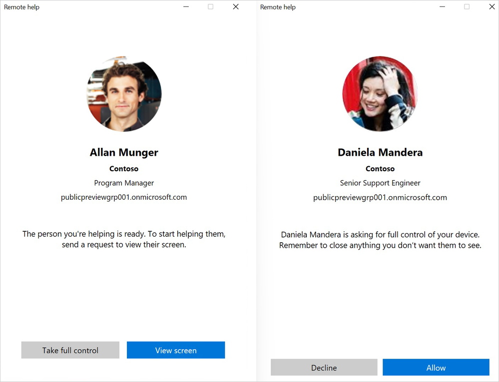 Screenshot of the user experience verifying the identity of the help desk associate