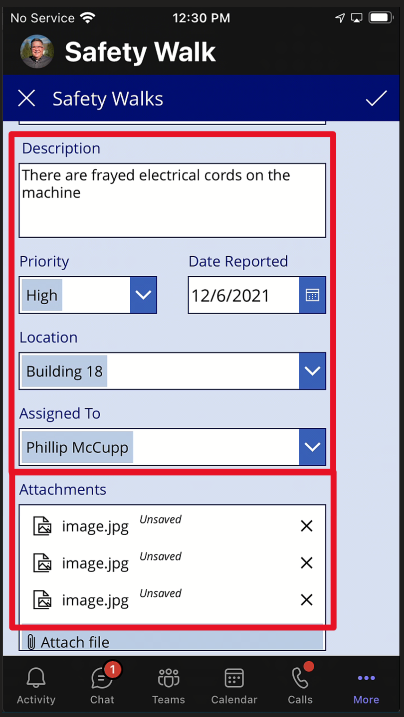Teams Mobile - Safety Walk - New Hazard (Highlighted).png