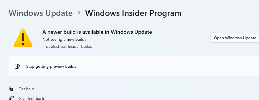 New Build isn't showing in Windows Update | Microsoft Community Hub