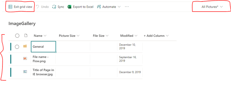 SharePoint Online Picture Library - Edit in Grid View | Microsoft ...