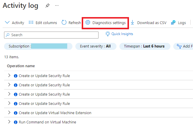 Step 2: Click Diagnostic settings