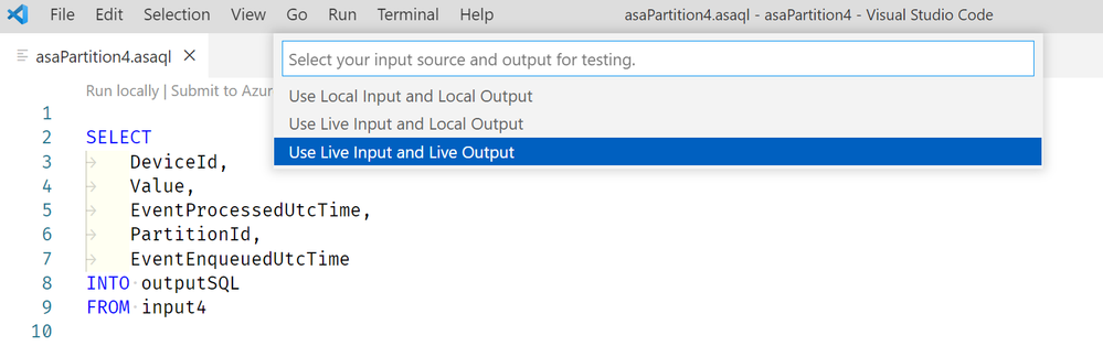 VS Code + ASA Tools : 4 modes to run a job, as detailed below