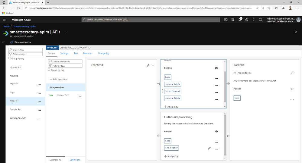 Políticas para obter o token do contexto da requisição e fazer um nova chamada para o backend.