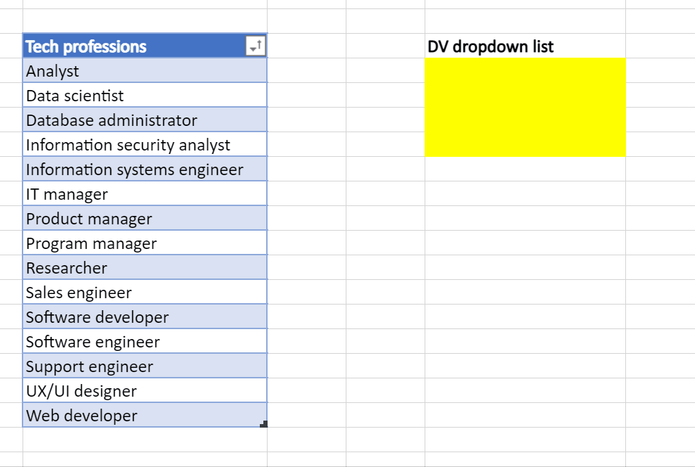 Searchable data validation list