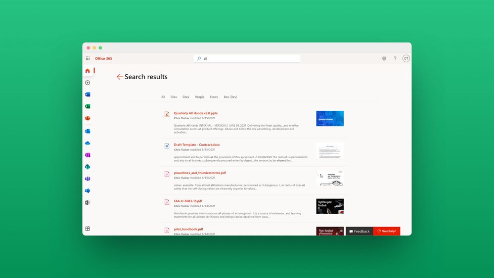 Box content in Microsoft Search