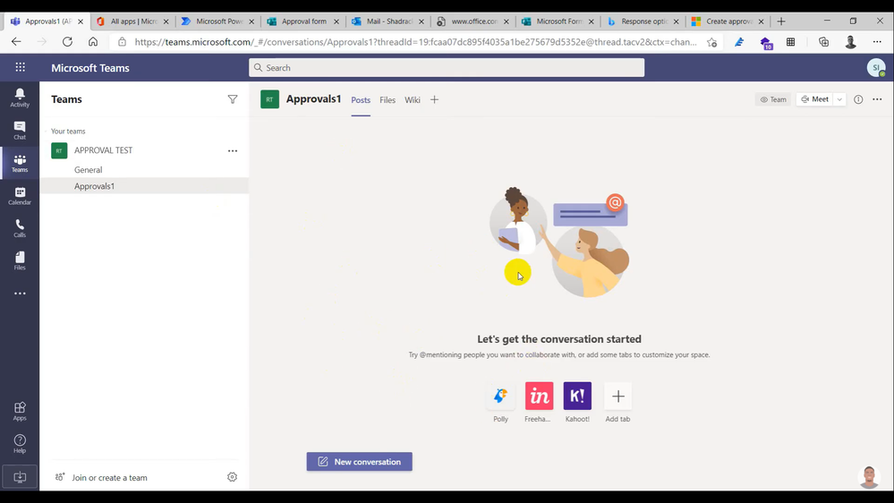 Teams channel to display adaptive card for approval