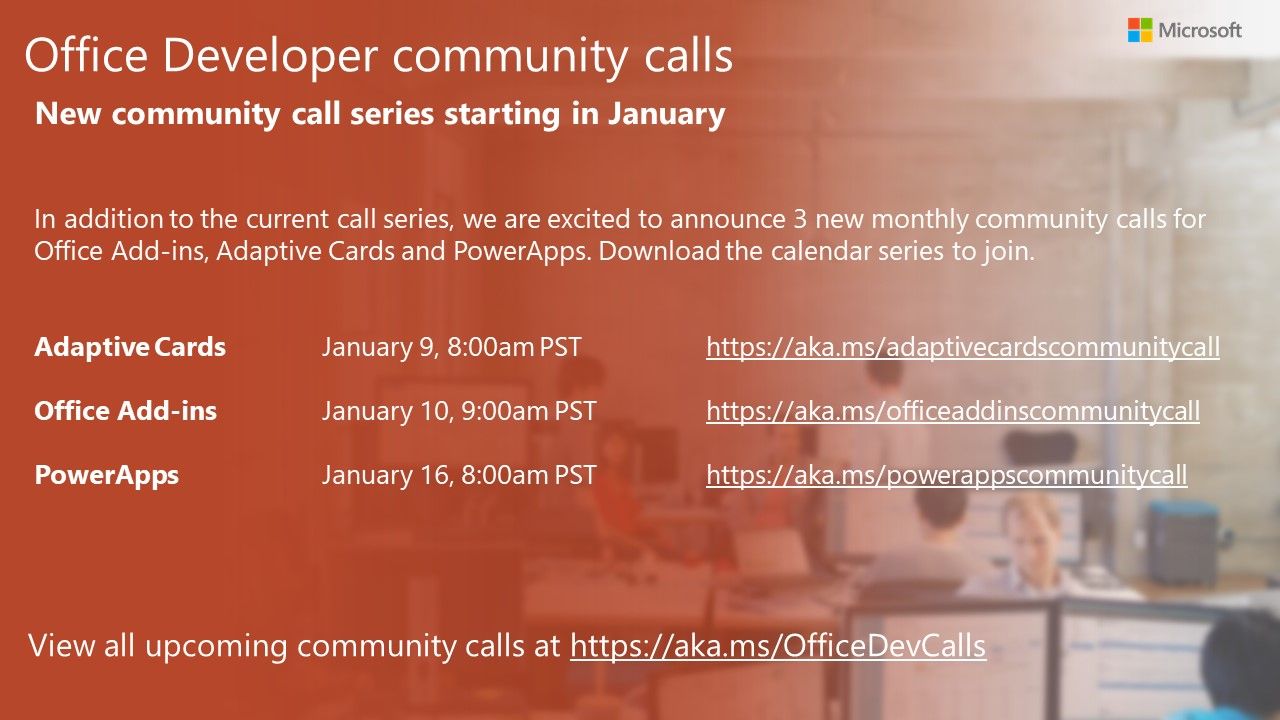 New developer community call series beginning in January | Microsoft ...