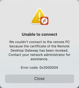 Error connecting to Remote Desktop