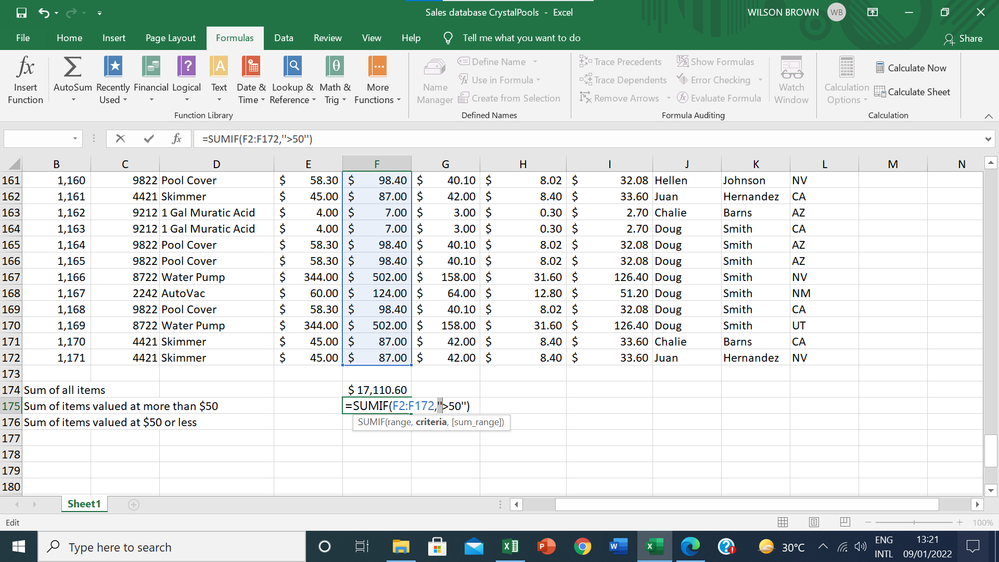 Here, i input the formular