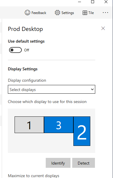 Azure will choose Monitor 2 as primary regardless of Monitor 3 being Default on the client PC.