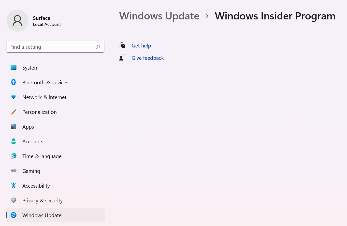 Windows insider program is empty | Microsoft Community Hub