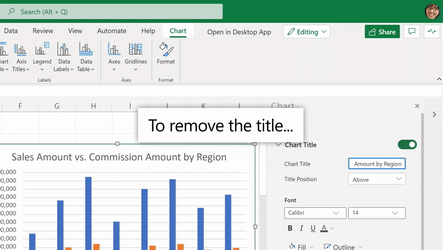 Use the Chart Format Pane's toggles to add/remove chart elements from your chart