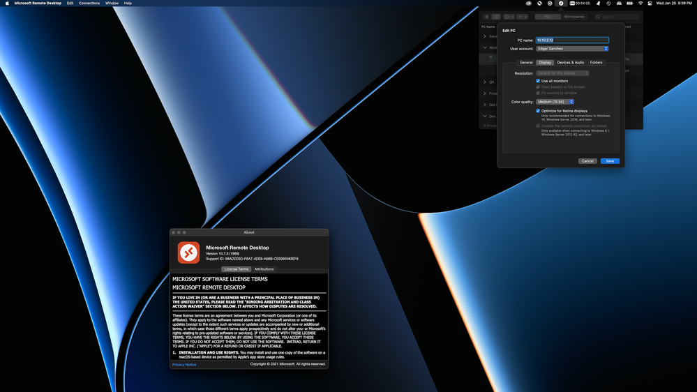 Secondary screen (located above primary)