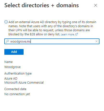 Add connected organization from another Microsoft cloud.