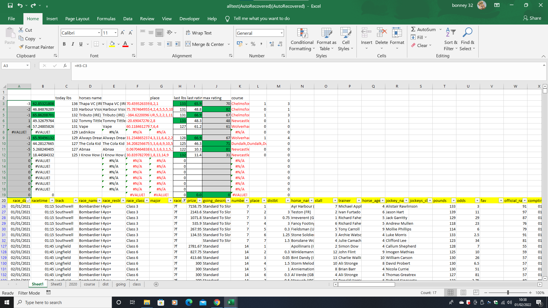 excel race card | Microsoft Community Hub