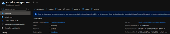 classic Cloud Service to be migrated