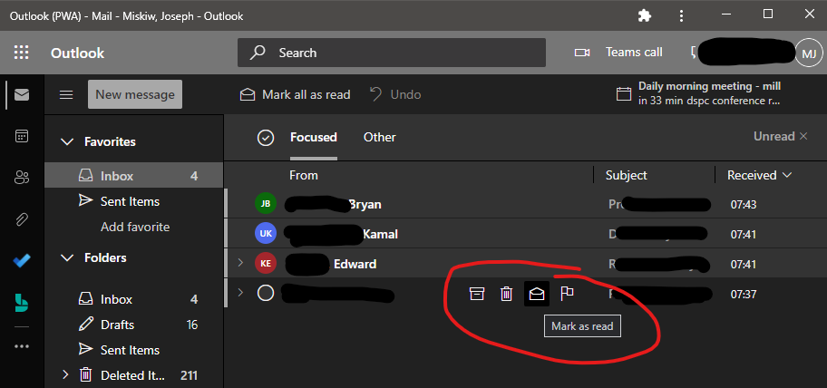 Outlook web mixes 
