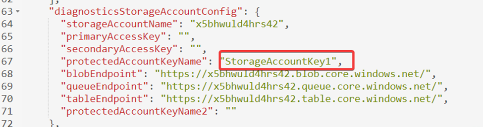 diagnosticsStorageAccountConfig part